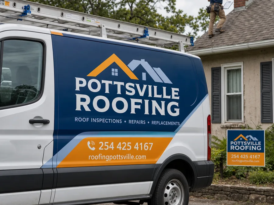 Roofer inspecting chimney flashing and shingle condition with a clipboard and camera